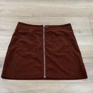 Brown Corduroy Mini Skirt